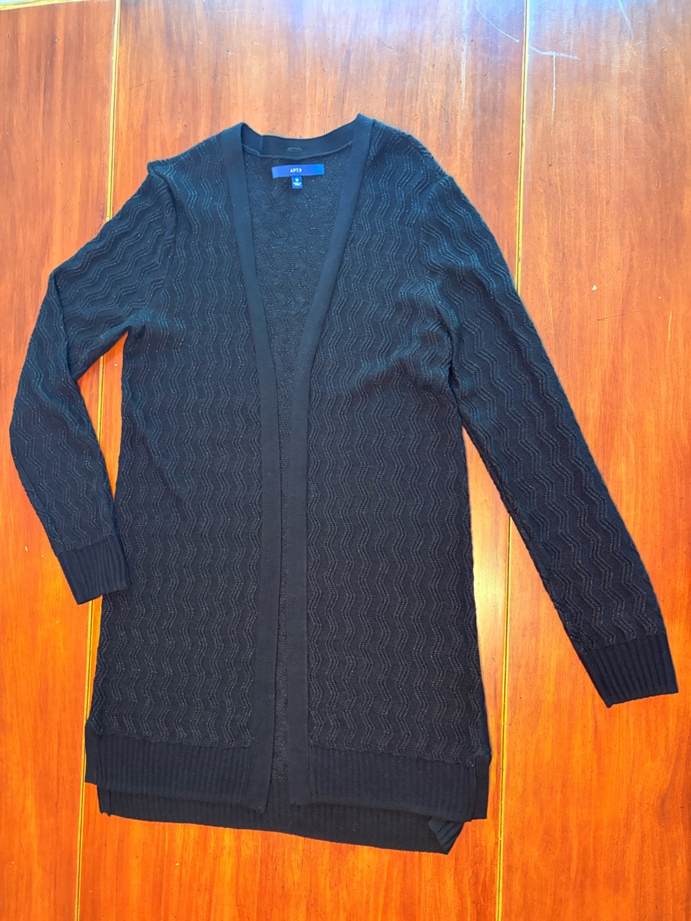 Apt. 9 Black Long Sleeve Chevron  Shimmer Cardigan